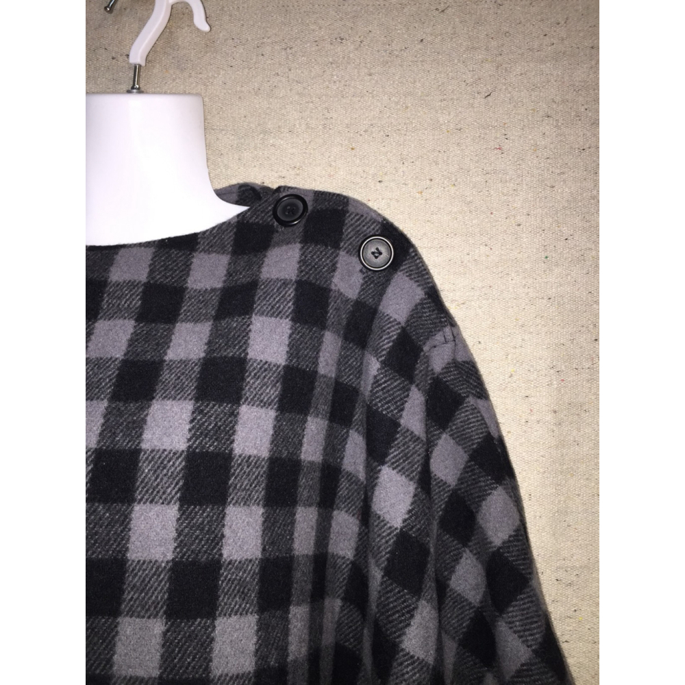 Stormy Kromer Wool Buffalo Plaid Gray Black Poncho Cape Shawl Women’s OS New - Picture 5 of 10